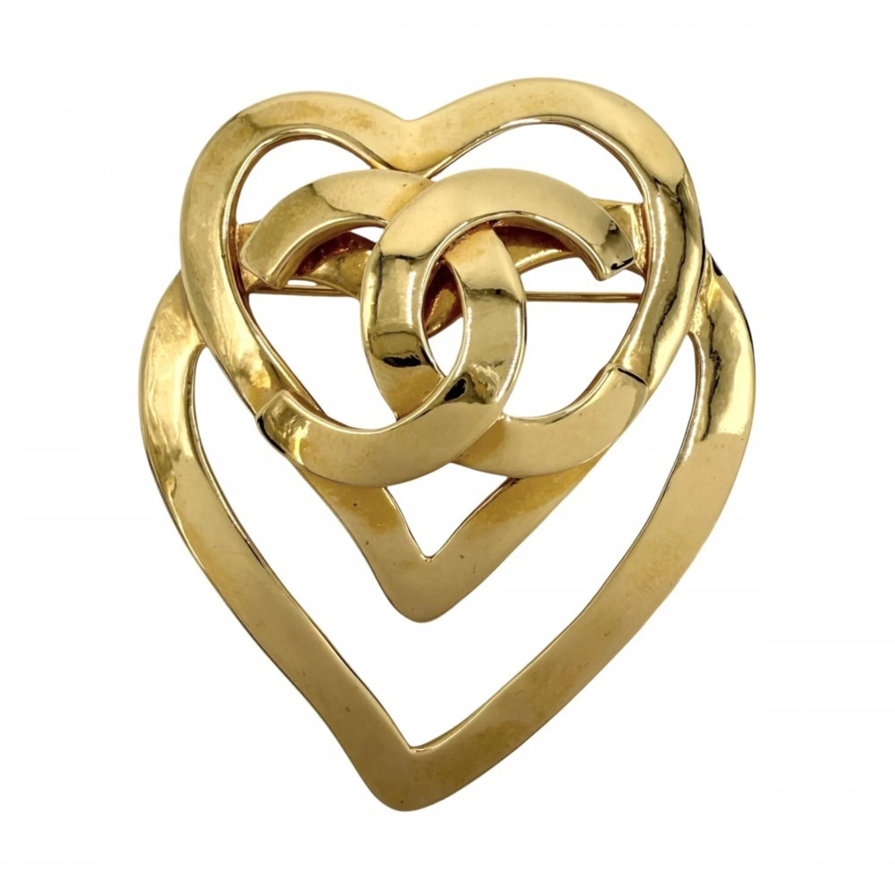 CHANEL Authentic Vintage Gold Logo Brooch